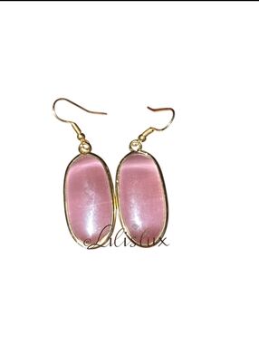 Blush And Gold Dangle Pink Stone Earrings GUC